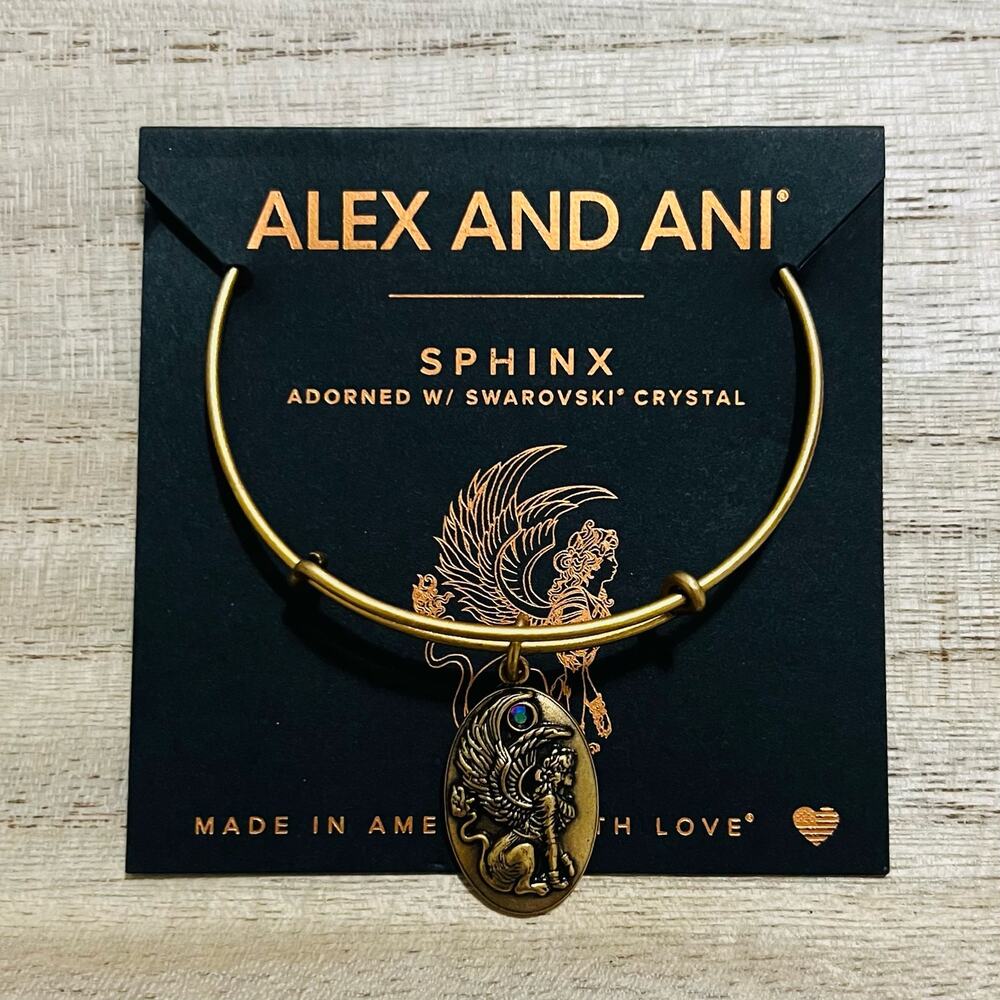 New Alex and Ani "Path of Symbols" Sphinx Charm Bangle Bracelet in Rafaelian - Picture 1 of 7